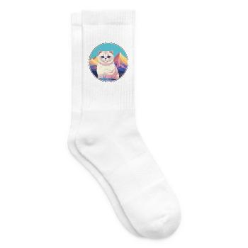 Britische Falte Kurzhaar Katze Bunte Karikatur Wasserc - Tennissocken - Weiß - Rechts