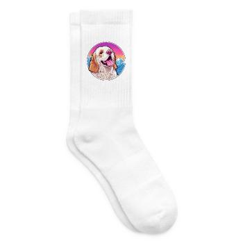 Clumber Spaniel Hund Rasse Cartoon Kawaii Watercolo - Tennissocken - Weiß - Rechts