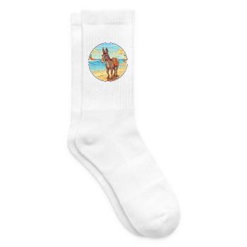 Esel Aquarell Cartoon Kawaii Clipart Tier - Tennissocken - Weiß - Rechts