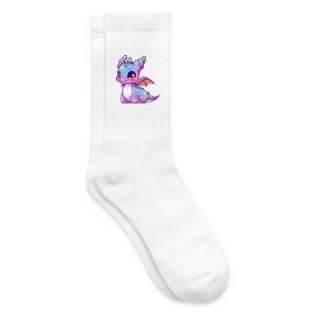Drache Niedlich Glücklich Kawaii Cartoon Clipart Tier - Tennissocken - Weiß - Rechts