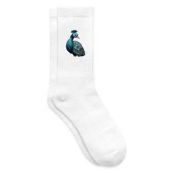 Pfau Niedliche Karikatur Kawaii Aquarell Tier Haustier - Tennissocken - Weiß - Rechts