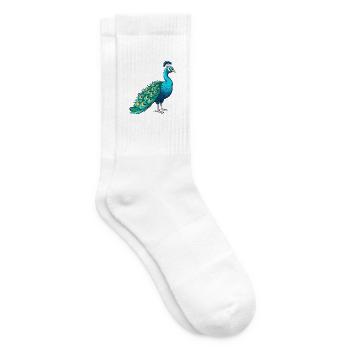 Pfau buntes Aquarell Cartoon Kawaii Tier - Tennissocken - Weiß - Rechts