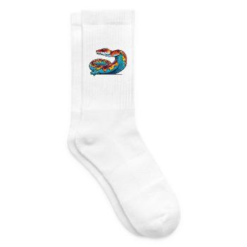 Anakonda Buntes Aquarell Cartoon Kawaii Tier - Tennissocken - Weiß - Rechts