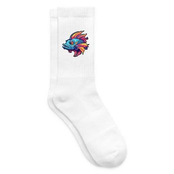 Wels buntes Aquarell Karikatur Kawaii Tier - Tennissocken - Weiß - Rechts