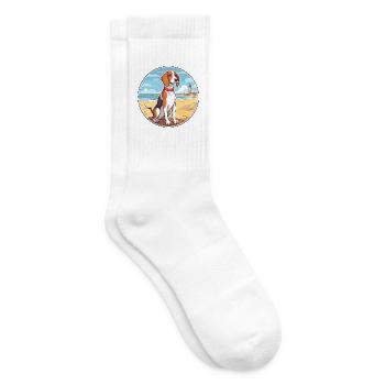 Französischer dreifarbiger Hund Rasse Cartoon Kawaii Hund - Tennissocken - Weiß - Rechts