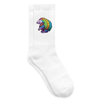 Schuppentier buntes Aquarell Cartoon Kawaii Tier - Tennissocken - Weiß - Rechts