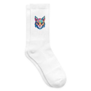 Luchs Buntes Aquarell Cartoon Kawaii Tier - Tennissocken - Weiß - Rechts