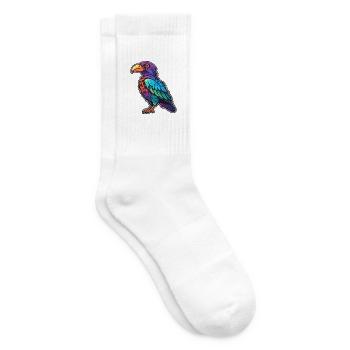 Krähe bunte Aquarell-Karikatur Kawaii-Tier - Tennissocken - Weiß - Rechts