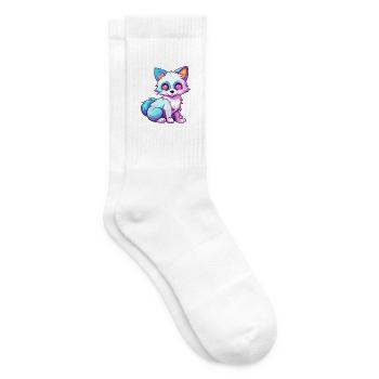 Arktisfuchs Bunte Aquarell-Karikatur Kawaii Anim - Tennissocken - Weiß - Rechts