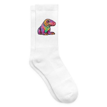 Komodowaran Bunte Aquarell-Karikatur Kawaii A - Tennissocken - Weiß - Rechts