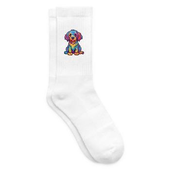 Hund Buntes Aquarell Cartoon Kawaii Tier - Tennissocken - Weiß - Rechts