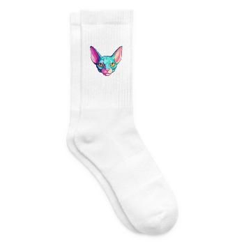 Sphynx Katze Rasse Aquarell Cartoon Kawaii Haustier - Tennissocken - Weiß - Rechts