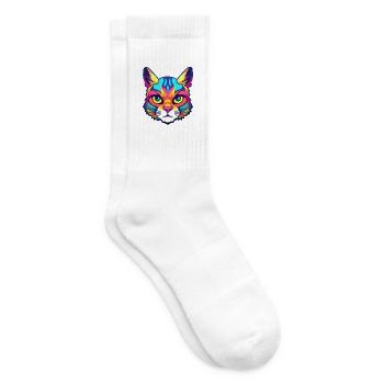 Deutsche Rex-Katzenrasse Aquarell-Karikatur Kawaii-Haustier - Tennissocken - Weiß - Rechts