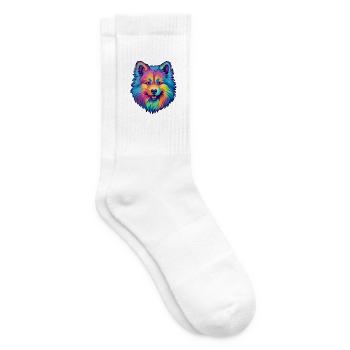 Keeshond Hunderasse Cartoon Kawaii Illustration - Tennissocken - Weiß - Rechts