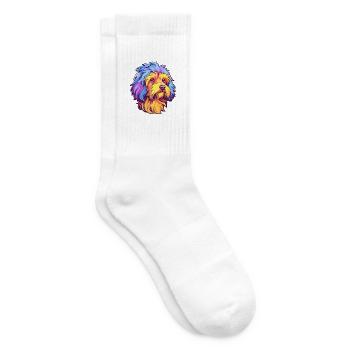 Lowchen Hunderasse Cartoon Kawaii Illustration - Tennissocken - Weiß - Rechts