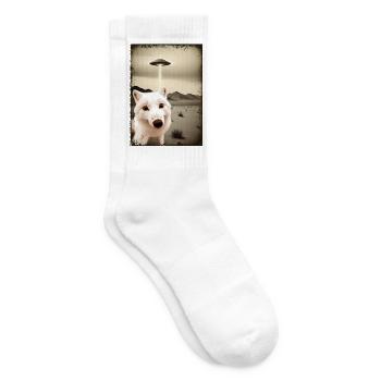 Polarfusch sichtet UFO in Wüste - Tennissocken - Weiß - Rechts