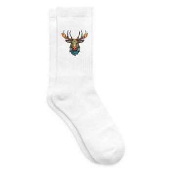 Elch buntes Aquarell Tier Haustier Illustration - Tennissocken - Weiß - Rechts