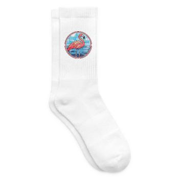 Flamingo bunte Aquarell-Tierillustration - Tennissocken - Weiß - Rechts