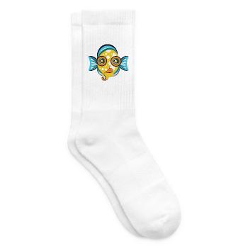 Flunder, Fisch, Buntes, Aquarell, Tier, Cartoon - Tennissocken - Weiß - Rechts