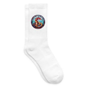 Kobra, farbenfrohe Aquarell-Tierhaustier-Illustration - Tennissocken - Weiß - Rechts