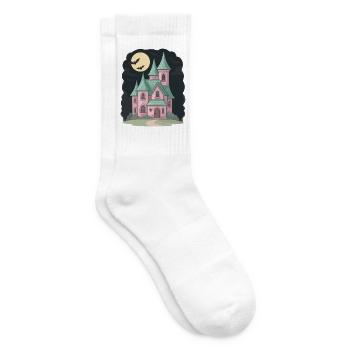 Pastell Spukhaus mit Fledermäusen Halloween - Tennissocken - Weiß - Rechts