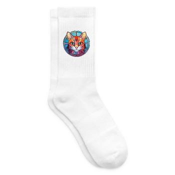 Hantilly Tiffany Katze Bunte Aquarell-Karikatur - Tennissocken - Weiß - Rechts