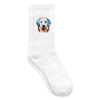 Ungarische Kuvasz-Hunderasse Aquarell-Illustration - Tennissocken - Weiß - Rechts