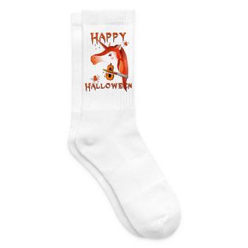 Halloween Einhorn Happy Halloween - Tennissocken - Weiß - Rechts