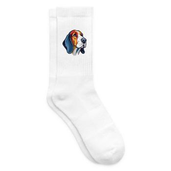 Französischer dreifarbiger Hundehund Rasse Aquarellglas - Tennissocken - Weiß - Rechts
