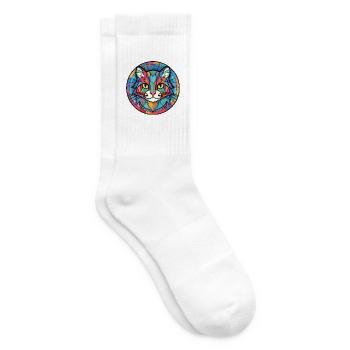 Manx-Katze-Rasse Bunte Aquarell-Illustration - Tennissocken - Weiß - Rechts