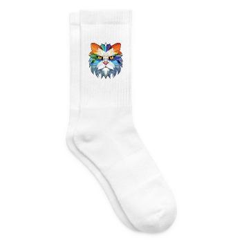 Weiße Langhaar Perserkatze Buntes Aquarell - Tennissocken - Weiß - Rechts