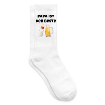 Papa ist der Beste - Geschenk zum Vatertag - Tennissocken - Weiß - Rechts