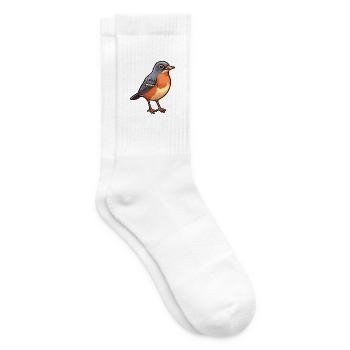 Amerikanische Robin-Karikatur-Kawaii-Illustration - Tennissocken - Weiß - Rechts