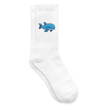 Blauwal-Karikatur-Kawaii-Aquarell-Illustration - Tennissocken - Weiß - Rechts
