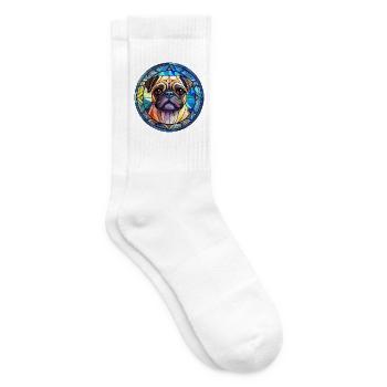 Mops Hunderasse Aquarellglas - Tennissocken - Weiß - Rechts