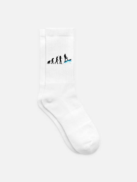Evolution Surfer - Vom Affen zum Wellenreiter - Tennissocken - Weiß