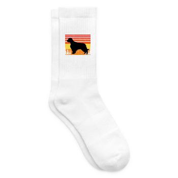 Welsh Springer Spaniel Hund Silhouette Retro Sonnenuntergang - Tennissocken - Weiß - Rechts