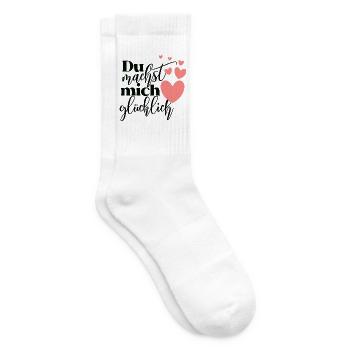 Du machst mich glücklich Liebe Motiv Liebling - Tennissocken - Weiß - Rechts