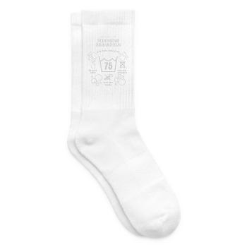 Schonend behandeln 75 Jahre Geburtstag Geschenk - Tennissocken - Weiß - Rechts