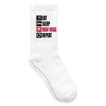Eat-Sleep-KravMaga-Repeat - Tennissocken - Weiß - Rechts