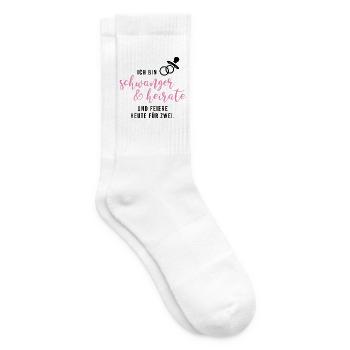 schwanger und heirate Braut Babybauch JGA Gruppe1 - Tennissocken - Weiß - Rechts