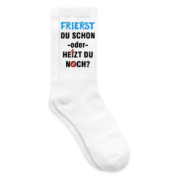 Frierst du schon oder heizt du noch? - Tennissocken - Weiß - Rechts