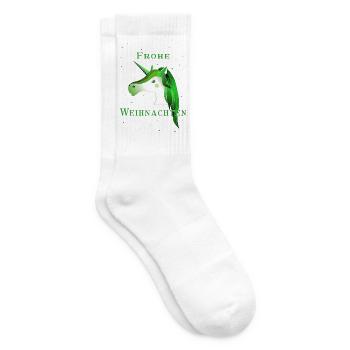 Frohe Weihnachten - Einhorn - Tennissocken - Weiß - Rechts