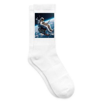  Astronaut beim Angeln - Tennissocken - Weiß - Rechts