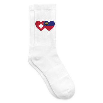 Schweiz Liechtenstein Flagge Herz - Tennissocken - Weiß - Rechts