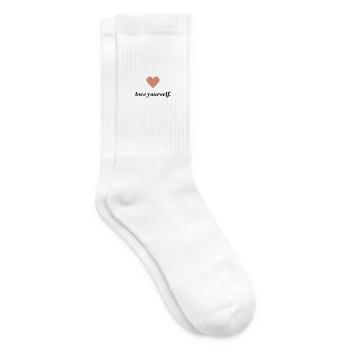 Herz Selbstliebe Schriftzug - Tennissocken - Weiß - Rechts