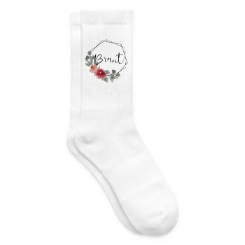 Braut - Hexagon Vintage Blumen - Tennissocken - Weiß - Rechts