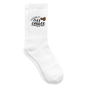 Addicted to Coffee - Kaffeebohnen Schriftzug - Tennissocken - Weiß - Rechts