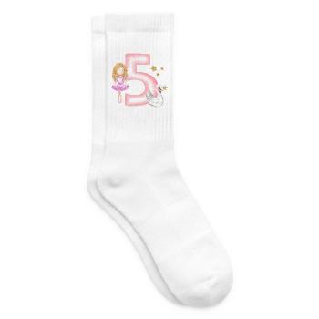 5. Geburtstag Prinzessin Ballerina - Tennissocken - Weiß - Rechts