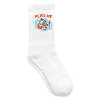 Füttere mich Piranha Sammler Aquarianer Fischzucht - Tennissocken - Weiß - Rechts
